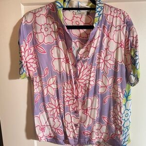 Island Escape Floral Blouse - Pink, Purple, Green